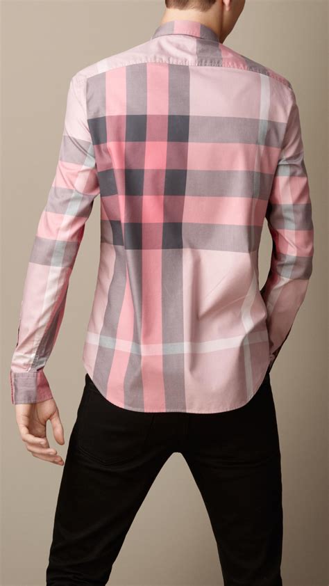 men pink burberry shirt|pink burberry check shirt.